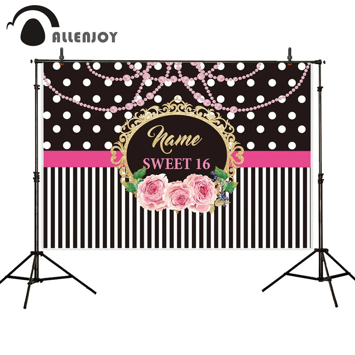 Allenjoy фон для фотосъемки Роскошные ювелирные изделия Золотая рамка день рождения