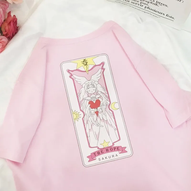 Woherb, летняя футболка Harajuku, женские свободные топы из хлопка, с рисунком сакуры, Женская кавайная розовая футболка 20008