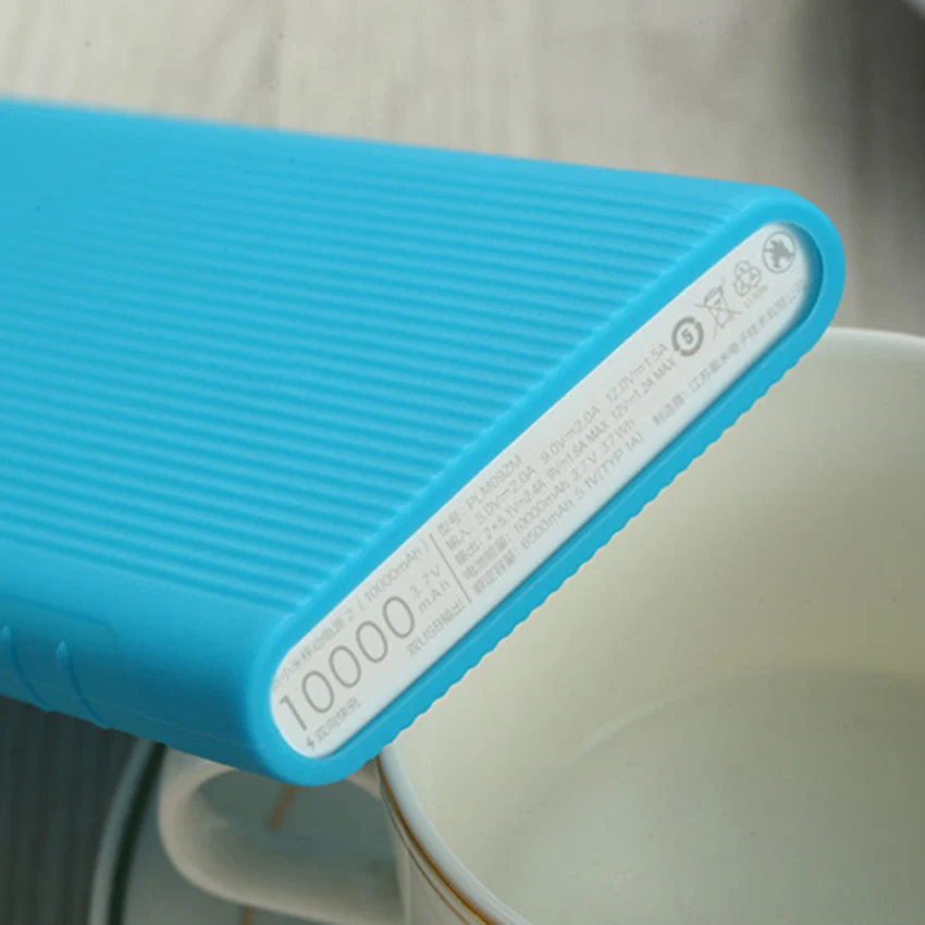 Для Xiaomi power Bank 2 10000 mAh мягкий силиконовый защитный Противоскользящий чехол Внешняя батарея, крышка с резьбой цветная кожа