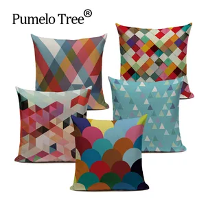 Скандинавское украшение, домашний чехол для подушки, Винтажный чехол, цветные клетчатые геометрические подушки для дивана, индивидуальный декор, чехол для подушки