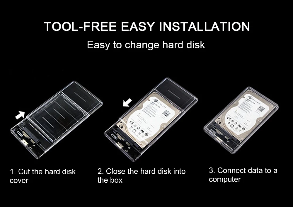CHIPAL 2,5 дюймов Прозрачный чехол для жесткого диска 5 Гбит/с USB 3,0 на SATA 3,0 адаптер внешний жесткий диск коробка SSD корпус 2 ТБ протокол UASP