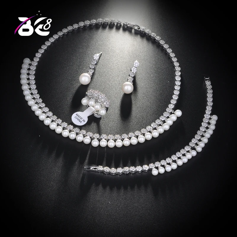 

Be 8 Luxury Sparking Brilliant Cubic Zircon Drop Earring Necklace Heavy Dinner Jewelry Set Wedding Bridal Dress Accessories S155