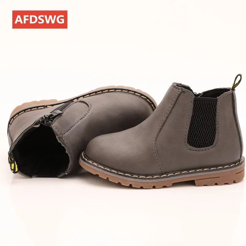 

AFDSWG spring and autumn shoes girls leather kids shoes black Children's boots brown shoes kids gray girl boots, boys boots