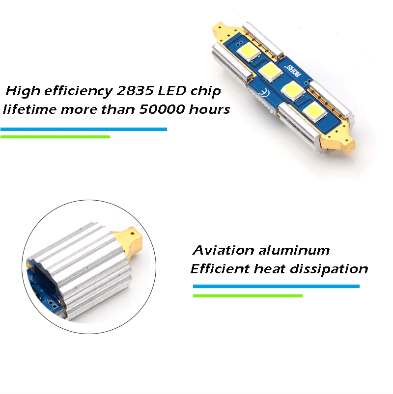 1 шт. полностью металлический SMD 2825 led c5w гирлянда автомобильный светильник источник 31 мм 36 мм 39 мм 41 мм интерьер Авто Чтение doom лампа 12 В Белый