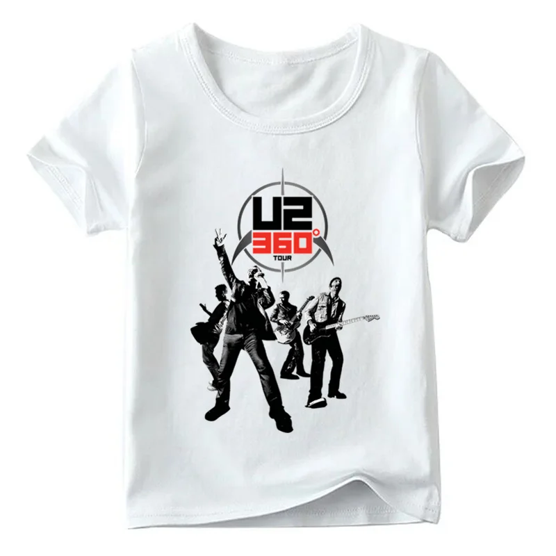 2019 детская забавная Футболка с принтом рок-группы U2 летние белые топы для