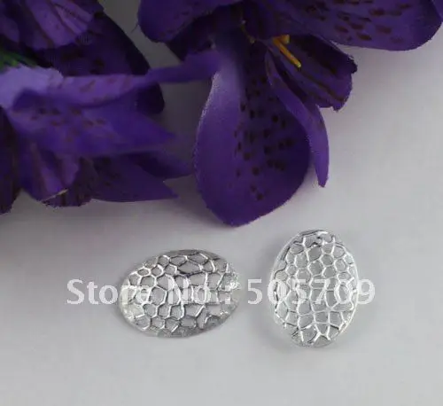

FREE SHIPPING 200 Silver Color Nest Acrylic Rhinestone Oval Cabochon #22058