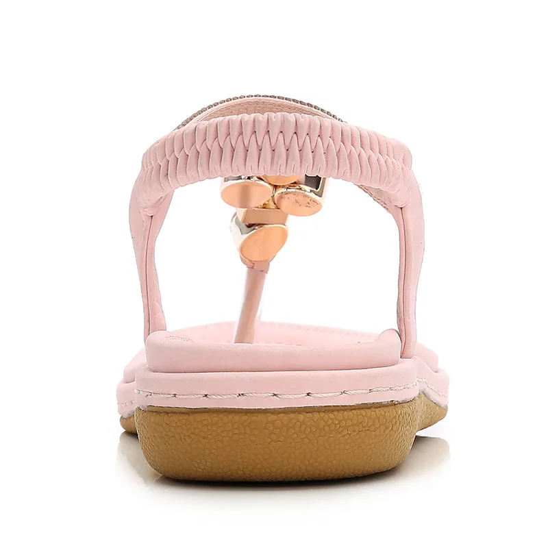 Сандалии женские повседневные с жемчугом модная пляжная обувь в богемном стиле