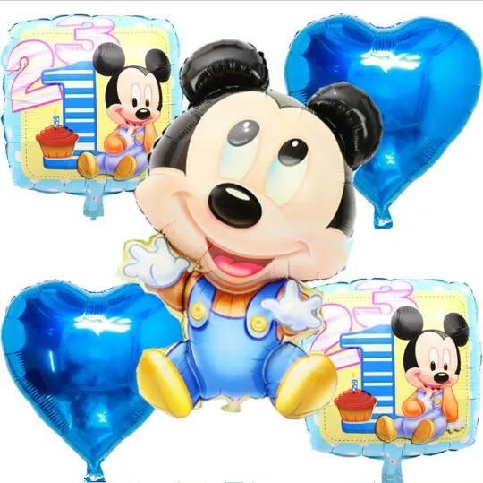 5 шт./компл. Минни Маус + площади воздушные шары розовый форме сердца день рождения