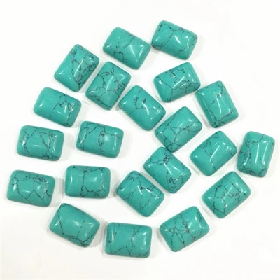 Turquoise Hot Wholesale Fashion Natural Stone Cabochons CAB Beads Rectangle High Quality For DIY Jewelry Finding Making 10*14mm 50Pcs/lot - Цвет: Turquoise