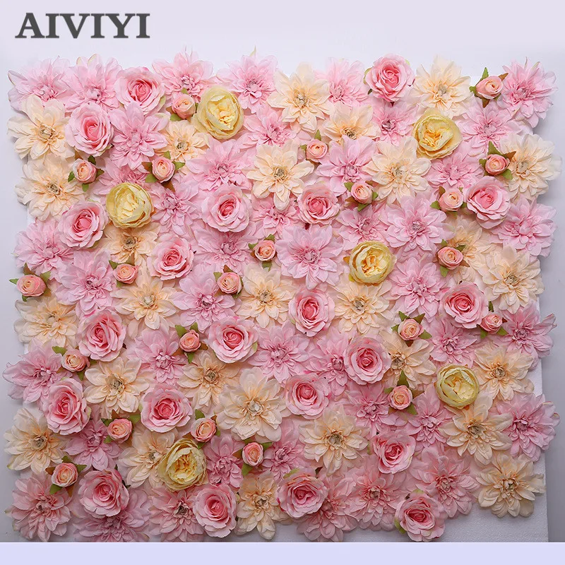 

Private custom silk Rose Hydrangea flower wall artificial base European style DIY wedding hotel background home decoration party