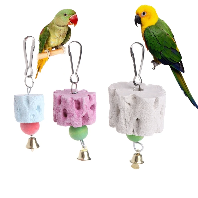 

Parrot Mineral Stone Grinding Mouth Molar Hanging Cage Toys Birds Parakeet Chew