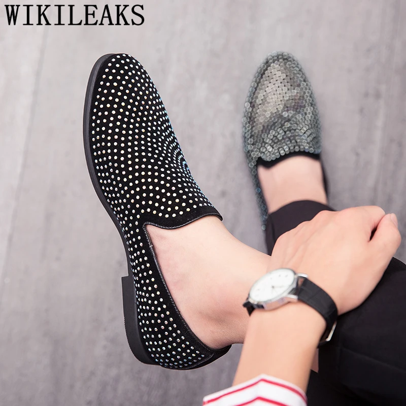 Свадебные туфли мужские элегантные Стразы парикмахерские вечерние для мужчин