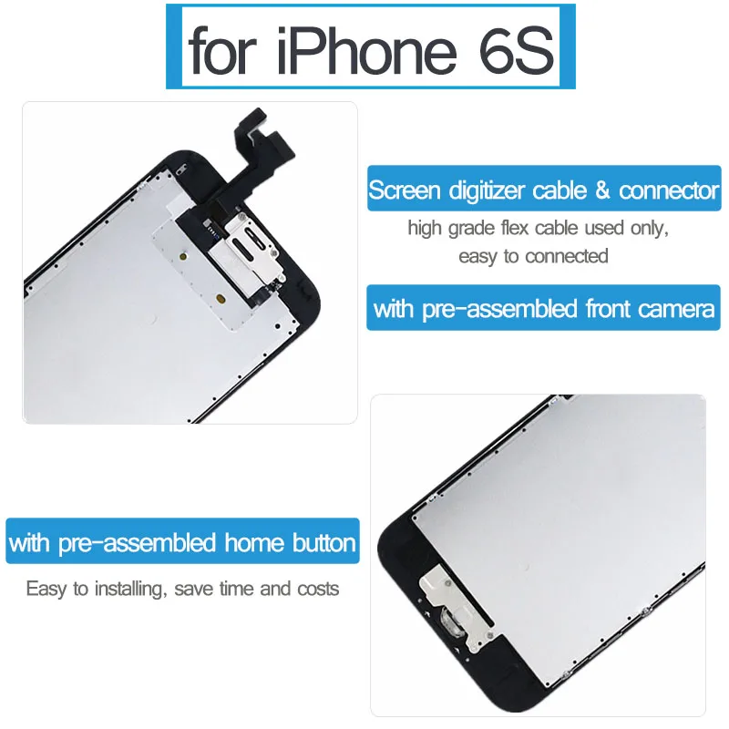 AAA+++ lcd полная сборка для iPhone 6 Сенсорное стекло дигитайзер Замена для iPhone 6S 5 5S 6plus модуль+ фронтальная камера кнопка домой