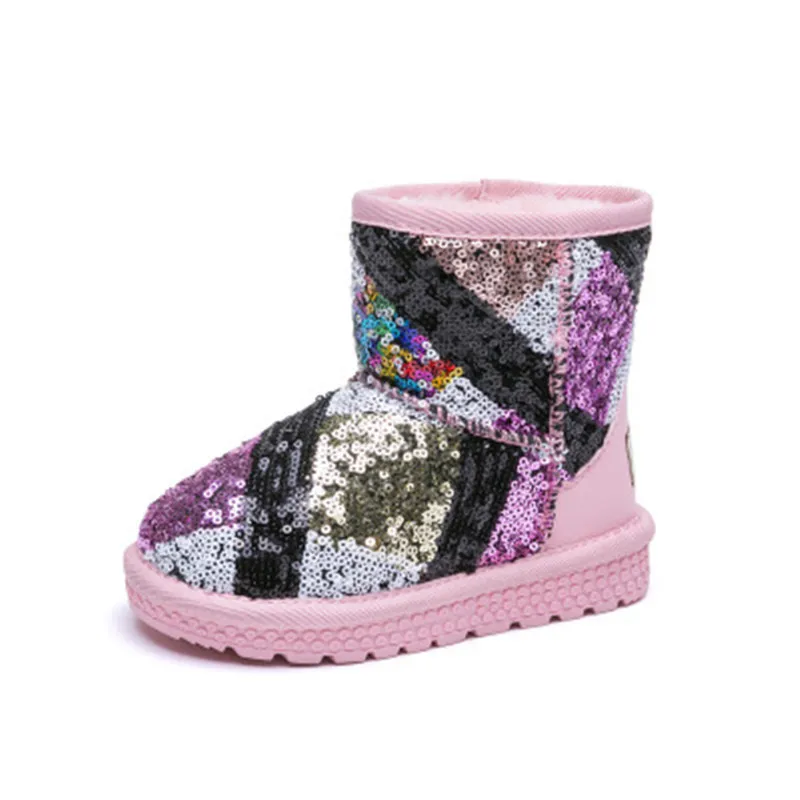Scsech/зимние сапоги для девочек Утепленные зимние с блестками нескользящая