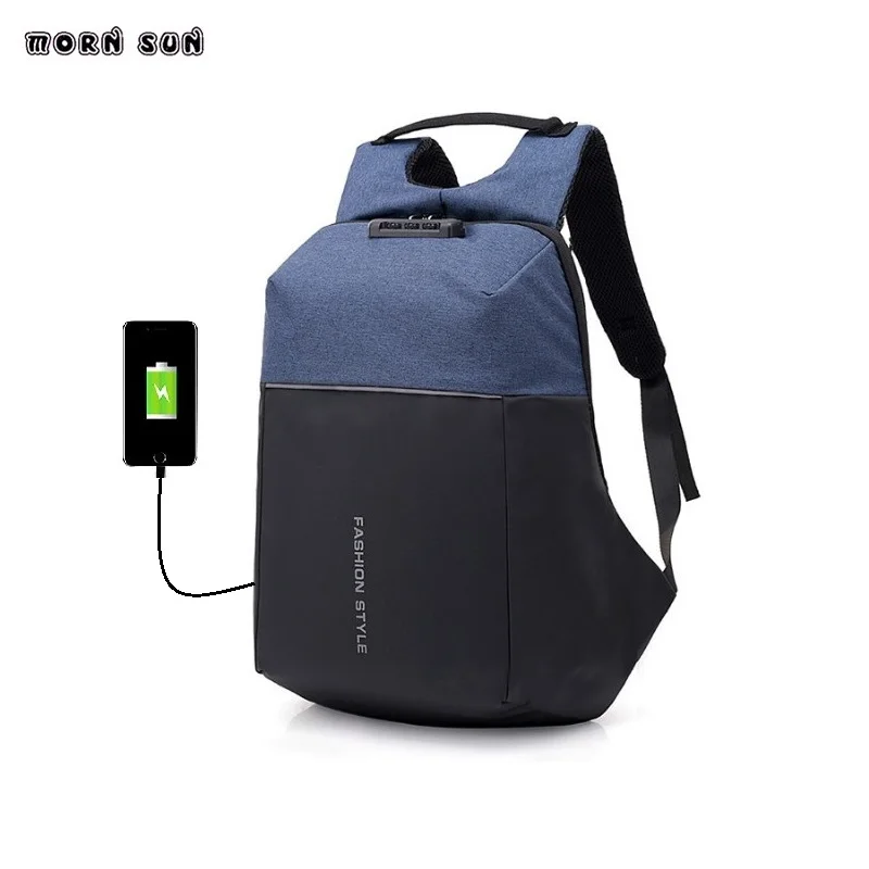 Set 6 Мужской модный USB Перезаряжаемый Противоугонный рюкзак с паролем, деловой компьютерный рюкзак, Подростковая школьная сумка для путешествий - Цвет: Set 6