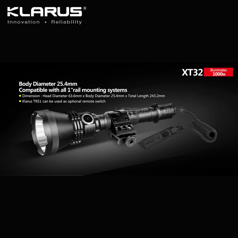 New Arrival KLARUS XT32 CREE XP-L HI V3 LED 1200 Lumens Flashlight Tactical Hunting Searchlight with 1000-meter Ultra Long-Range |