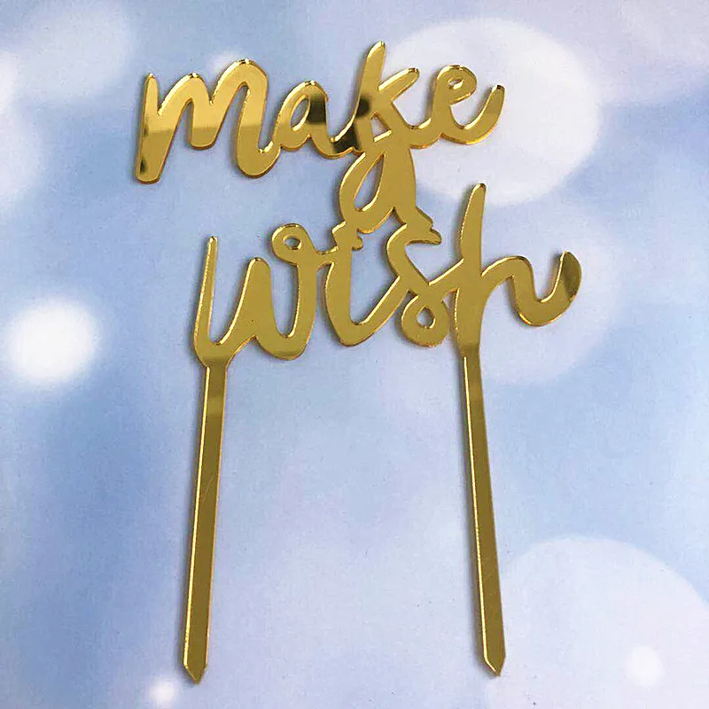 Акриловый Топпер для торта Make Wish 2019 новые лазерные буквы золотой кекс свадьбы дня