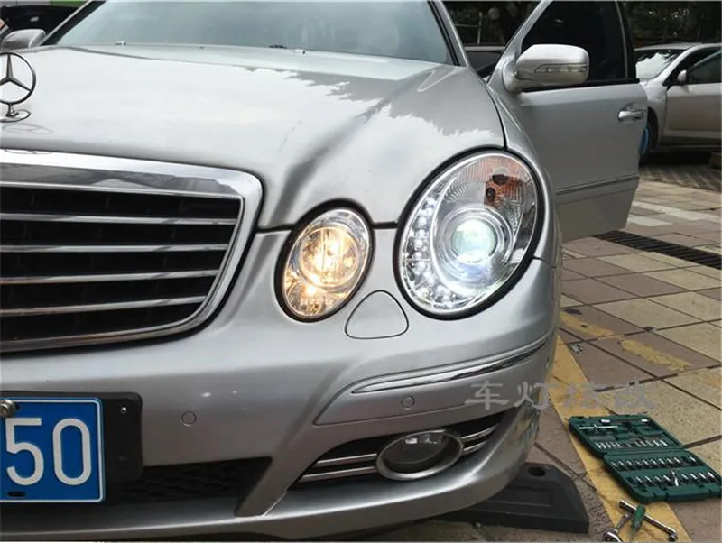 VLAND фабрика для автомобиля фара для W211 головного света 2006-2009 для E200 E240 E280 светодиодный фар H7 ксеноновые линзы+ подключи и играй 35 Вт