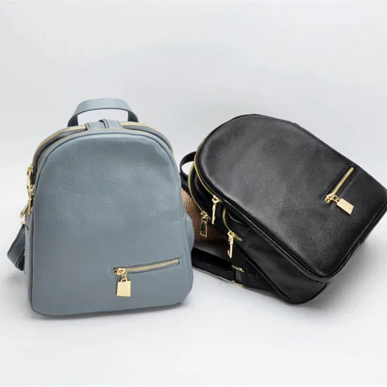 Женский рюкзак из 100% натуральной кожи черный с несколькими карманами|backpacking backpacks