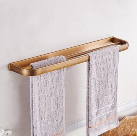 double towel bar Античный бронзовый набор аксессуаров для ванной комнаты держатель для мыла держатель для полотенец туалетная щетка держатель для туалетной бумаги EL2001 - Цвет: double towel bar