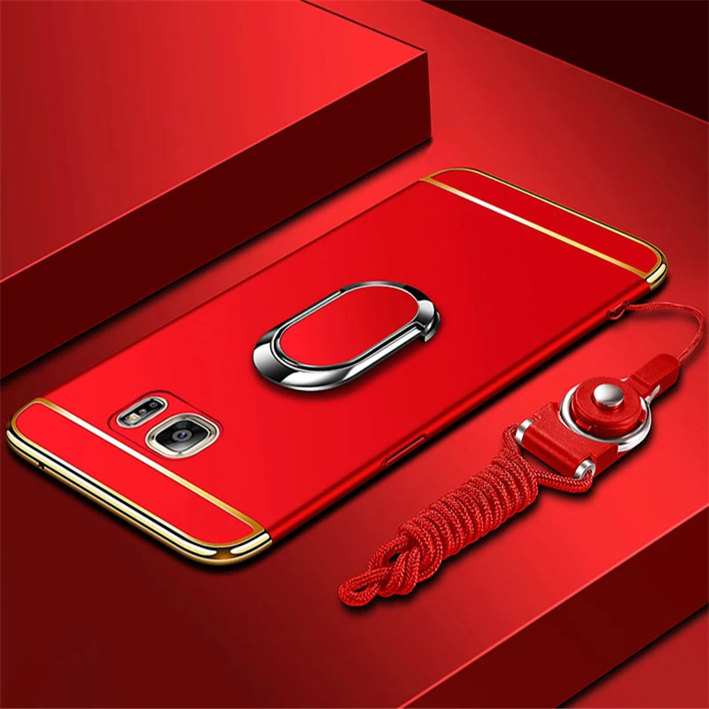 Для samsung Galaxy S9 S8 Plus S7 Edge роскошное магнитное кольцо ультра тонкий матовый Жесткий PC чехол для телефона для samsung Galaxy Note 9 8 Funda