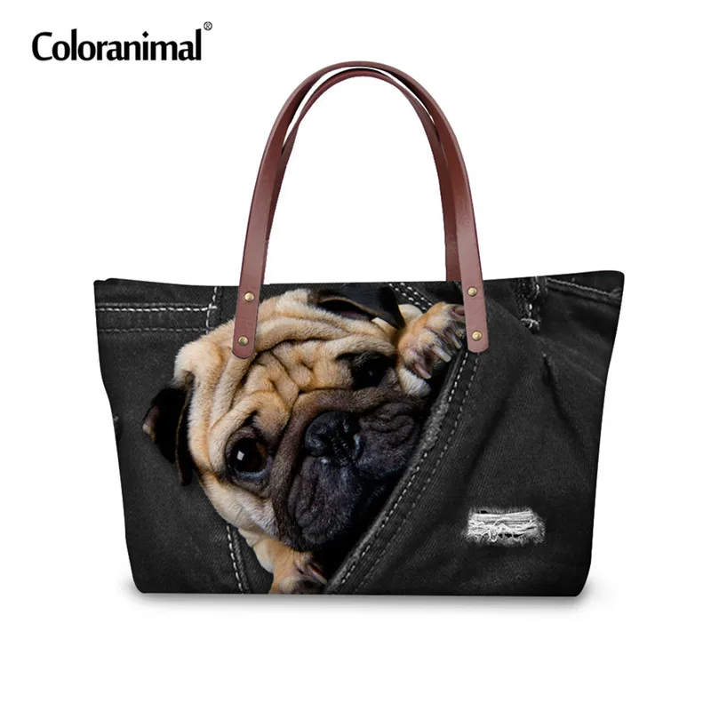 CC3321AL Coloranimal, роскошная женская сумка, 3D, черная, Джинсовая, с принтом, женские большие сумки, милые животные, кошка, собака, мопс, тоут, сумки на плечо для дам - Цвет: CC3321AL