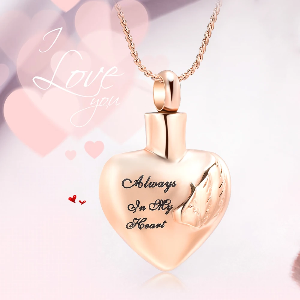 Памятное женское ожерелье Wing Angel In Heart брелок из розового золота для кремации