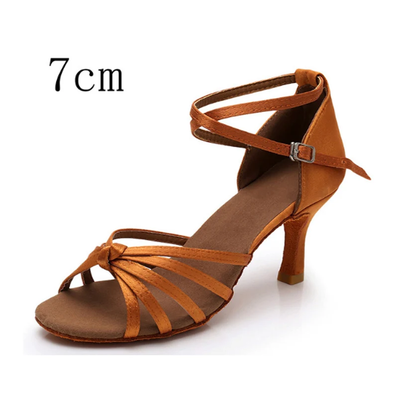 Brown knot 7cm Alharb новая Сальса Туфли для латинских танцев для Для женщин девочек Танго бальных танцевальные, на высоком каблуке мягкие туфли для танцев 5/7 см Бальные Обувь для танцев - Цвет: Brown knot 7cm