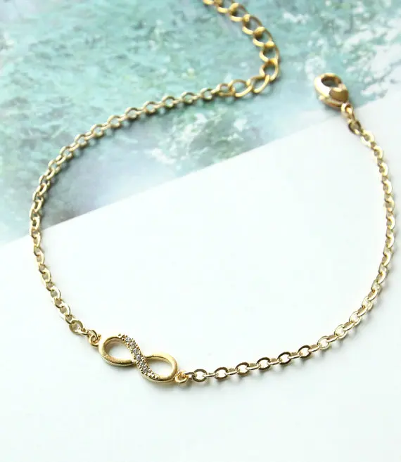 Мин 1 шт известный бренд золотой маленький браслет невесты Бесконечность подарок