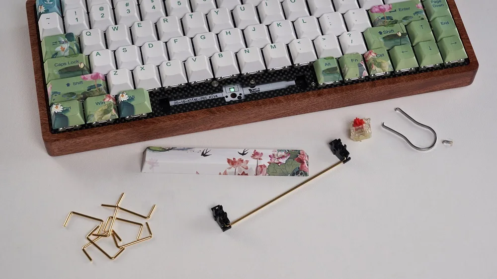 Gk84 механическая клавиатура 75% dye sub keycap Деревянный Пользовательский светильник rgb чернила paintingsakura lotus bluetooth 4,0 USB двойной режим