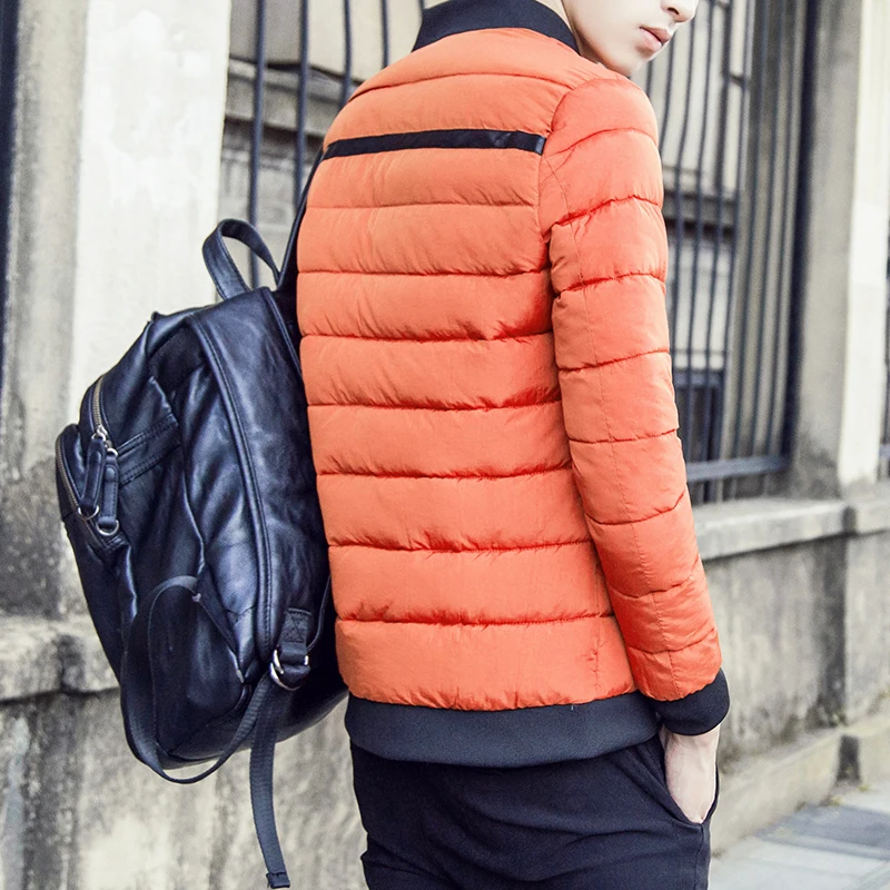 2018 winter temperament men's jacket baseball collar cotton coat solid color long-sleeved down large size clothing | Мужская одежда