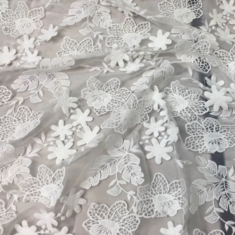 Высококачественная Белая вышивка африканская кружевная ткань модная женская
