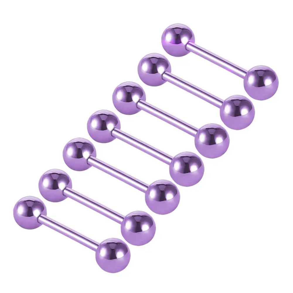 7pcs Purple 7 шт./лот титановое покрытие пирсинг языка королевская подвеска девочек 14G язык штанги для пирсинга качество Нержавеющая сталь Украшения для тела SD84 - Окраска металла: 7pcs Purple