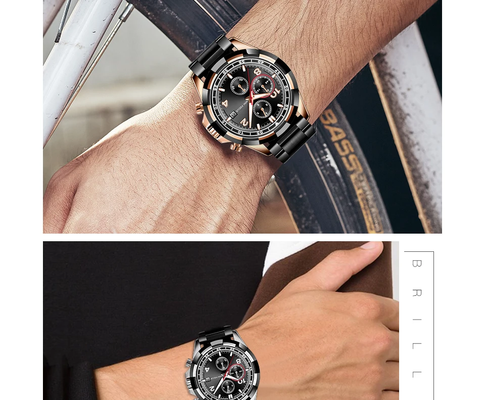 Новые популярные модные мужские спортивные часы 3D синие розовое золото Chrono 3 циферблата лучший бренд класса люкс мужские светящиеся наручные часы из нержавеющей стали