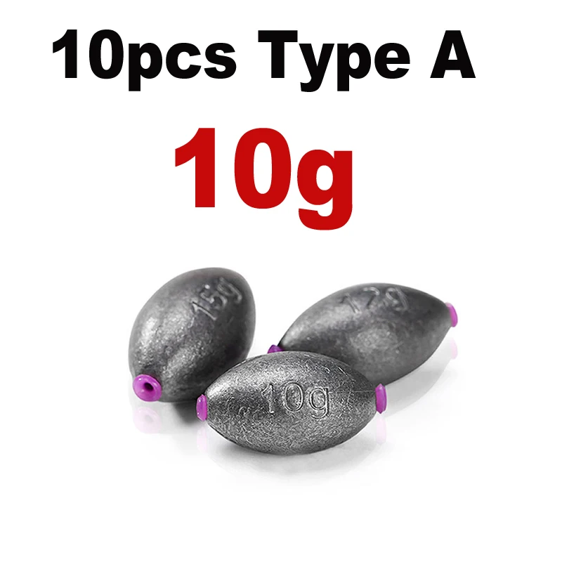 JIGEECARP 10 шт., морской окунь, для рыбалки, оливковая форма, чистый свинец, грузила, пластиковое ядро, грузило для ловли карпа, рыболовные снасти, много размеров - Цвет: 10g 10PCS