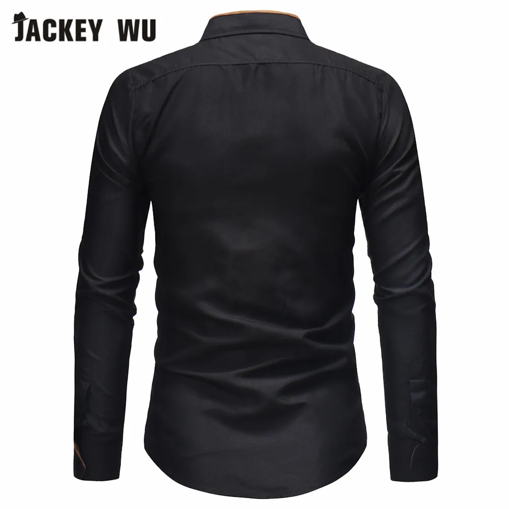 JACKEYWU повседневные рубашки 2019 Модная рубашка с двойным воротником и длинным