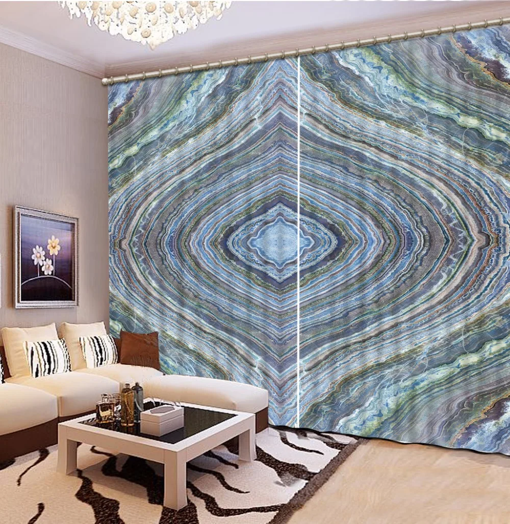 

Luxury Home Decor 3D Window Curtains Blackout Curtains For Bedroom European marble pattern Curtain Drapes Thick Polyester/Cotton