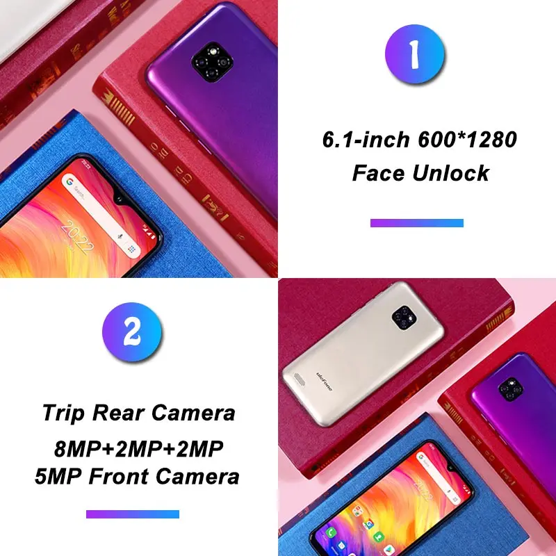 Ulefone Note 7, смартфон, экран в виде капли воды, 6,1 дюймов, 19:9, четырехъядерный процессор, 16 Гб ПЗУ, 3500 мАч, Face ID, три тыловые камеры, Android 9,0