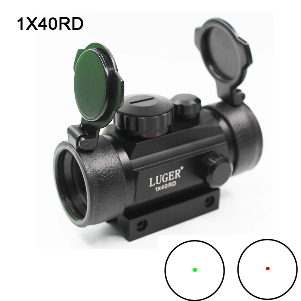 Тактический фонарь 1X40 Red Dot прицел Красная Подсветка Красный Зеленый Регулируемый Коллиматорный прицел охотничий оптический с 11 мм/20 мм ласточкин хвост