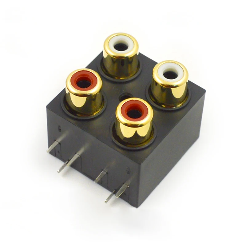 

10pcs AV Connector 4-holes AV Concentric Plug RCA Lotus Socket Female Horizontal Plug Seal Gold-plated Copper Material