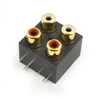 10pcs av connector 4 holes av concentric plug rca lotus socket female horizontal plug seal gold plated copper material