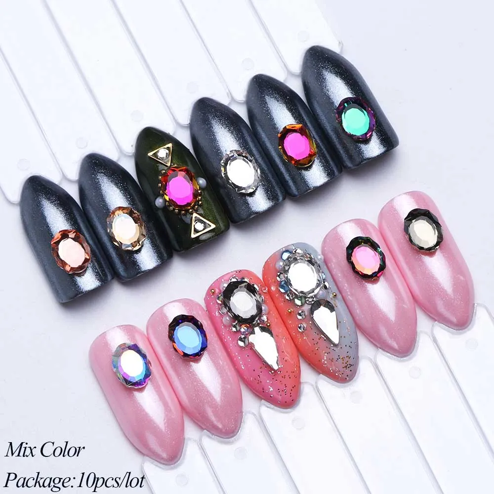 Mix Color Полный Красота 10 шт Стразы для маникюра стразы регби ювелирные украшения с зеркалом камни для 3D камни Маникюр украшения доступа CHR10 - Цвет: Mix Color