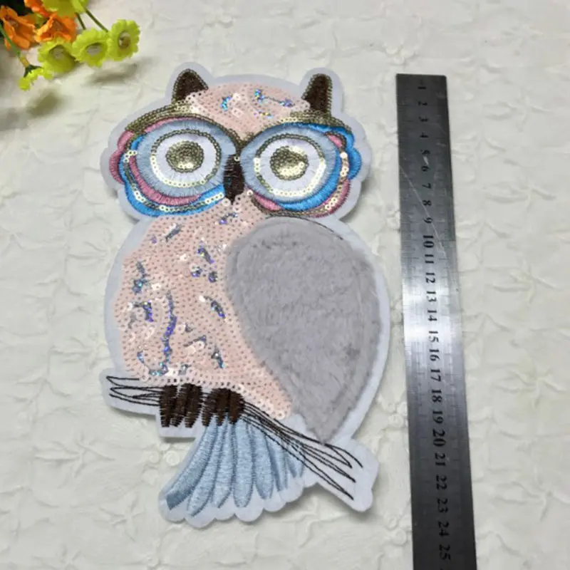 Блестки патчи 1 шт. вышивка блестка мультфильм DIY Высокое качество одежда патчи большая горячая Распродажа Сова популярная ткань аппликация