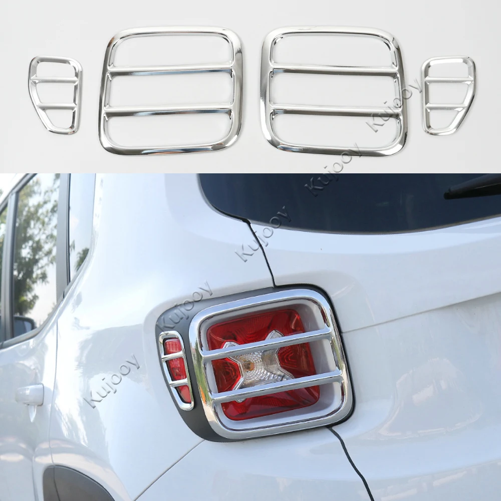 4pcs Chrome Silver/ Red/ Black Tail Light Lamp Cover Frame Stick Guard Trim for Jeep Renegade 2015 2016 2017 | Автомобили и