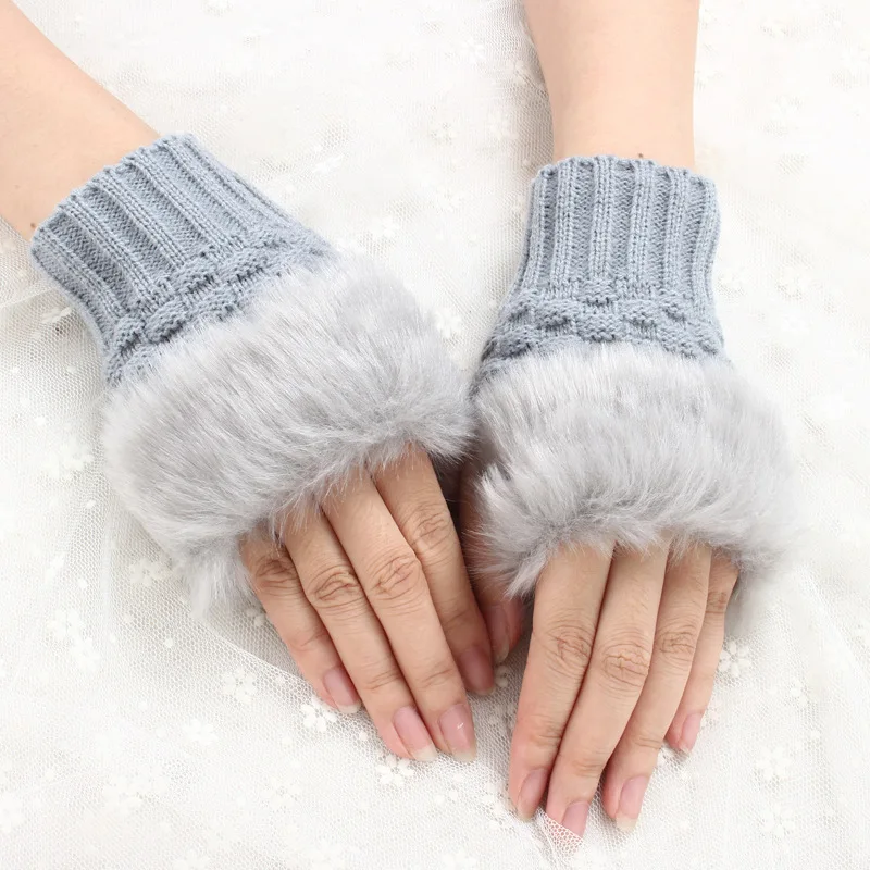 Зимние Модные женские перчатки из искусственного кроличьего меха теплые зимние