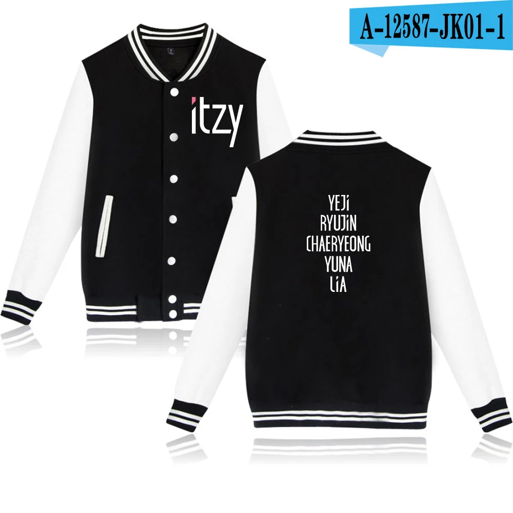 Itzy name/толстовки с капюшоном в стиле Харадзюку для женщин и мужчин, зимняя бейсбольная куртка кэжуал Modis Kpop, одежда больших размеров XXXXL k-pop - Цвет: black