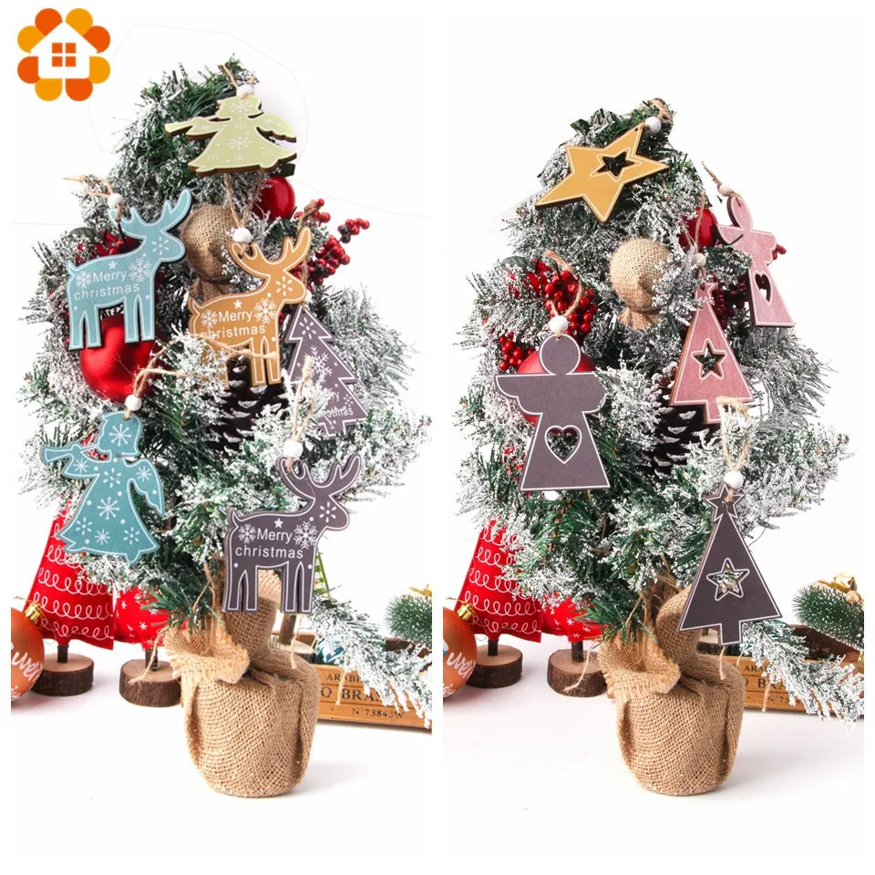 3PCS/Lot Multi Wooden Christmas Ornaments Pendants DIY Wood Crafts Hanging Xmas Tree Ornament Home Christmas Party Decorations