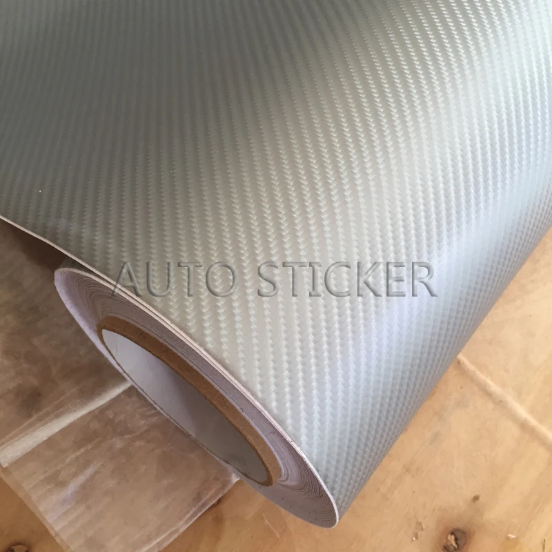 10/20/30/40/50X152 см Серебристая 4D виниловая пленка из углеродного волокна для