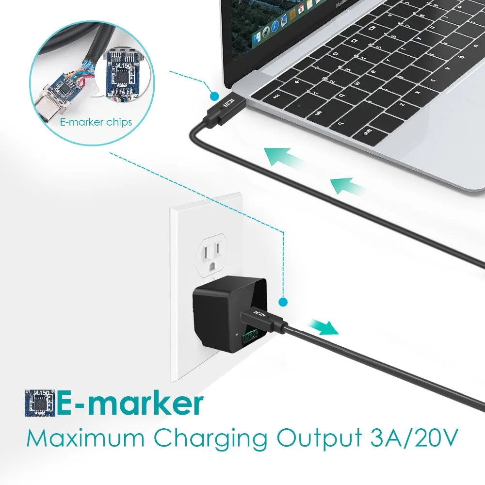 ICZI 1 м Тип C до кабель USB 3 Быстрая зарядка дата синхронизации видео 4 K для Oneplus 5 лет