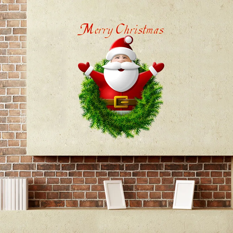 

Наклейки на стену в виде деда мороза, Рождество, Новый Год, гостиная, спальня, стеклянные наклейки